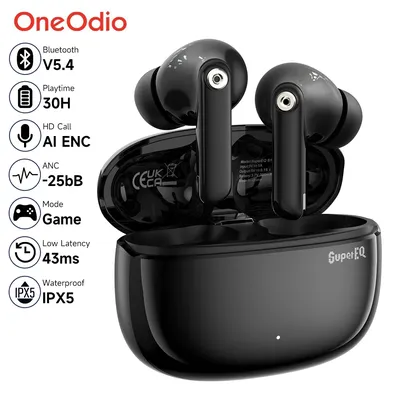 Oneodio SuperEQ S10 ANC Bluetooth 5.4 Earphones Wireless TWS Active Noise Cancelling Headphones