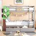 Wood Bunk Bed Twin Over Twin Platform Bed w/ Tree Decor & Drawers