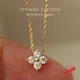 ITSMOS Solid 925 Sterling Silver Zircon Flower Diamond Pendant Necklace Dainty Simple Gold Necklace