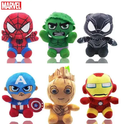 Wunder Rächer Cartoon Plüsch Puppe Spiderman Iron Man Groot Kapitän Amerika Hulk Black Panther