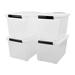 MYXIO 4-Pack Plastic Large Storage Box with Lid Latching Storage Box Bin Clear 30 L