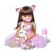 22 inch Reborn Baby Doll Silicone Full Body Lifelike Cute Bath Dolls Baby Gift Doll with Cat Ear Hairband & Pink Dress