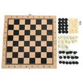 3 in 1 Chess Board Sets 3 in 1 Classic Wooden Chessboard Game Wooden Chess Checkers Backgammon Folding Portable Interactive Chess Board Toy Puzzle Educational Gift [S]