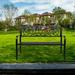 50inch Garden Bench Metal Frame Welcome Outdoor Bench For Yard Porch Black