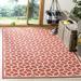 Linden Collection 6 7 Square Red/Cream LND127Q Geometric Indoor/ Outdoor Non-Shedding Easy-Cleaning Patio Backyard Porch Deck Mudroom Area-Rug