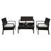 Bornmio 2pcs Arm Chairs 1pc Love Seat & Tempered Glass Coffee Table Rattan Sofa Set Brown Gradient