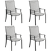 ELPOSUN Patio Dining Chairs Set of 4 Outdoor Textilene Dining Chairs with High Back Patio Furniture Chairs with Armrest Metal Frame for Lawn Garden Backyard Deck Grey White