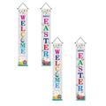 2 PCS Happy Easter Porch Banner Bunny Egg Rabbit Party Front Door Sign Wall Hanging Spring Decorations And Supplies For Home Office Farmhouse Holiday Decor Garden Flag Garden Decor Outdoor Decor