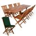 All Things Cedar Teak Rectangle Folding Patio Dining Set - Seats 8