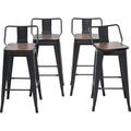 Andeworld Furniture Swivel Metal Bar Stools Kitchen Counter Height Stools Industrial Barstools Set of 4 (Swivel 24 inch Matte Black Wooden)
