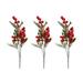 3pcs Delicate Christmas Artificial Pine Needle Plant Berry Ornaments Creative Mini Simulation Xmas Red Berry Decor for Home Shop Christmas Party