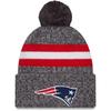 Men's New Era Gray England Patriots 2023 Sideline Sport Cuffed Pom Knit Hat