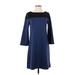 Gap Casual Dress - Shift Crew Neck 3/4 sleeves: Blue Color Block Dresses - Women's Size X-Small