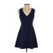 BCBGeneration Cocktail Dress - Mini Plunge Sleeveless: Blue Print Dresses - Women's Size 4