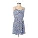 CALVIN KLEIN JEANS Casual Dress - A-Line: Blue Floral Dresses - Women's Size Medium