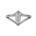 MOONEYE 0.50 Ctw Marquise Moissanite Diamond 925 Sterling Silver Split Shank Halo beaded Women Wedding Ring Sterling Silver,W