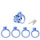 AMAZBEE Male Penis Cage Chastity Device Set with 4 Cockrings Breathable Chastity Devices Removable Penis Spikes,Bondage Extreme Chastity Sex Toy for Men (Blue-E5L-Arc)