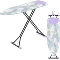 KINGRACK Ironing Board, Iron Board with Silicon Iron Rest, Extra Thick Cover and Pad, Height Adjustable, with Smart Hanger, Heavy Duty Legs 122 x 38cm Colorful Clouds