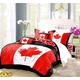 REALIN Maple Leaf Duvet Cover Set Canada Bedding Retro Old Red White Bed Sets 2/3/4PCS Quilt Covers/Sheets/Pillow Shams,Single/Double/King Size (C,Single-140×210cm-3PCS)