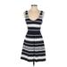 J.Crew Casual Dress - A-Line Plunge Sleeveless: Blue Stripes Dresses - Women's Size X-Small