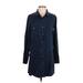 Lovestitch Casual Dress - Shirtdress Collared Long sleeves: Blue Print Dresses - Women's Size Small