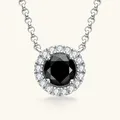 Anziw-Collier Pendentif Vintage en Moissanite pour Femme Argent 925 Diamant Noir Rond 1 Carat