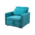 Sofa Chair - Latitude Run® Rinalds Lint Convertible Sofa Chair, Single Sofa Bed Fabric in Blue | 33.5 H x 36 W x 37.5 D in | Wayfair