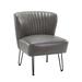 Side Chair - George Oliver Kamir 26" Wide Tufted Side Chair Faux Leather in Black/Brown | 31 H x 26 W x 30 D in | Wayfair