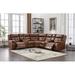 Brown Reclining Sectional - Latitude Run® Elaijah 3 - Piece Vegan Leather Reclining Chaise Sectional Faux Leather | 40 H x 110 W x 110 D in | Wayfair