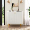 Mercer41 Soamy 31.7" Sideboard Buffet Cabinet Contemporary Storage Credenza Cabinet w/ Fluted Texture in White | Wayfair