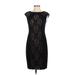 Lauren by Ralph Lauren Cocktail Dress - Sheath Crew Neck Short sleeves: Black Print Dresses - Women's Size 2 Petite