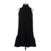 Ann Taylor LOFT Casual Dress - DropWaist Turtleneck Sleeveless: Black Solid Dresses - Women's Size X-Small Petite