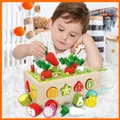 Giocattoli Montessori per neonati Girls1 2 3 4 anni Puzzle in legno carota raccolto giocattolo gioco