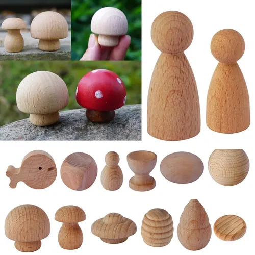 Holz Peg Puppe Mini Menschen Puppen DIY Holz Handwerk Handgemachte Unfertige Natürliche Holz Puppen