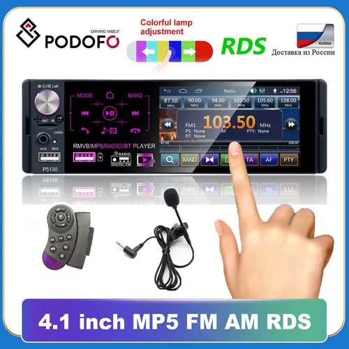 „Podofo Radio Auto Autoradio 1 Din Multimedia MP5 Player 4.1 „“Touch Screen Radios Audio Stereo RDS“