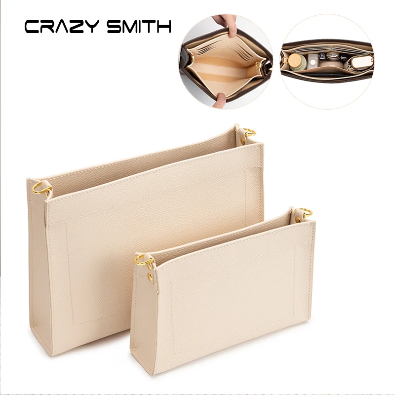 CRAZYSMITH Bag Organizer Geldbörsen einsatz für lv Kultur beutel 19 26 Innen tasche mit mehreren Taschen und Reiß verschluss Kunstleder Handtaschen Teiler For LOUIS VUITTON Toiletry Pouch