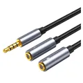 Cavo audio Aux jack da 3,5 mm maschio a femmina da 1 a 2 adattatore splitter 4 poli con microfono stereo per cuffie PC altoparlante per auto microfono