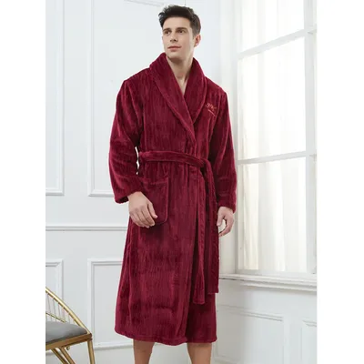 Verdickte Nachtwäsche Kimono Bademantel Männer Flanell Winter Warme Korallen Fleece Dusche Robe Lose Image