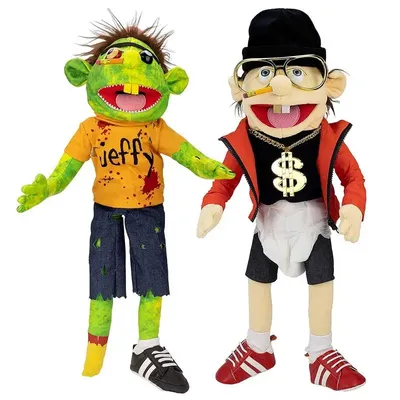 Große Jeffy Puppet Plüschtier Spiel Sänger Rapper Zombie Hand Muppet Plüschpuppe Eltern-Kind-Familienpuppe Geschenke für Fans Mädchen