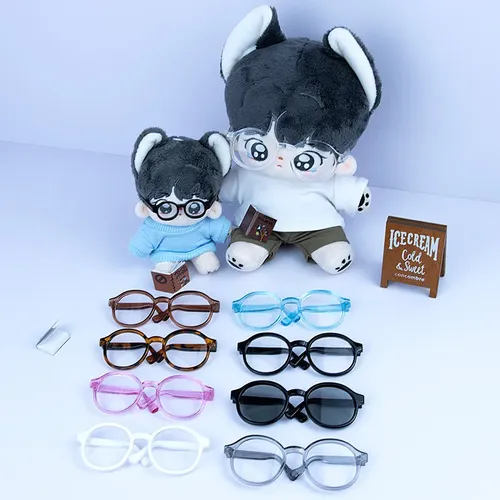 Für 10cm 15cm 20cm Puppen Brille 4 5 cm 6 5 cm 9cm Länge klare Linse runder Rahmen Brillen Brillen