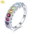 Natural Colorful Gemstones Sterling Silver Rings 1.4 Carats Faced Cut Multi-Color S925 Jewelrys