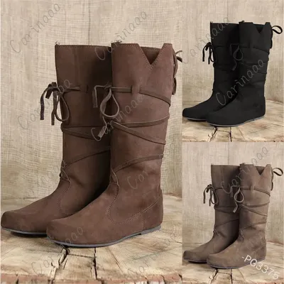Mittelalterliches Wikinger-Kostüm, Retro-Männer, Ritterstiefel, Larp-Schuhe, PU-Leder, Krieger, Cosplay, ausgefallene Karnevalsparty, Anime-Schuhe, nordisch Image
