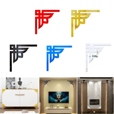 4 Stücke 3D Silber Spiegel Wandaufkleber Möbel Stick Tapete Wohnkultur Schrank Wohnzimmer Image