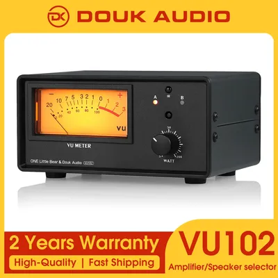 Douk Audio VU102 Verstärker Selektor 2-Zonen-Lautsprecher Switcher Box mit VU Meter Audio Splitter Image