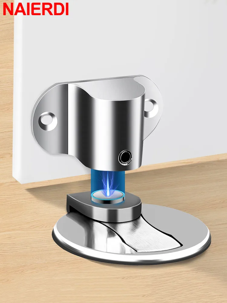 Naierdi magnet tür anschlag zink legierung verstellbarer stanz freier tür stopper versteckter tür halter schwere tür stopper