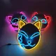 Japanese Anime Mask Full Face Demon Slayer Mask LED Party Supplies Neon Light Flashing In The Dark