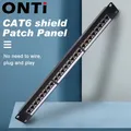 ONTi 19in 1U Rack 24 Port CAT6 Shielded Patch Panel RJ45 Network Cable Adapter Keystone Jack