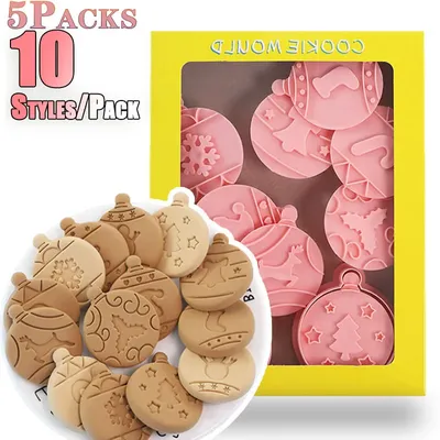 5 Packs Christmas 10 Piece Cookie Baking Mold Set Creative Baking Tools Set For sandwich cookie