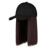 Short Straight Hair High Temperature Wire Sun Hat Hair Extension Hat Synthetic Wig Hat Wig Short BOB Hair DARK BROWN