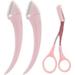 Eyebrow Trimming Knife Eyebrow Face Razor for Women Professional Eyebrow Scissors with Comb Brow Trimmer Scraper Accessories (Pink)